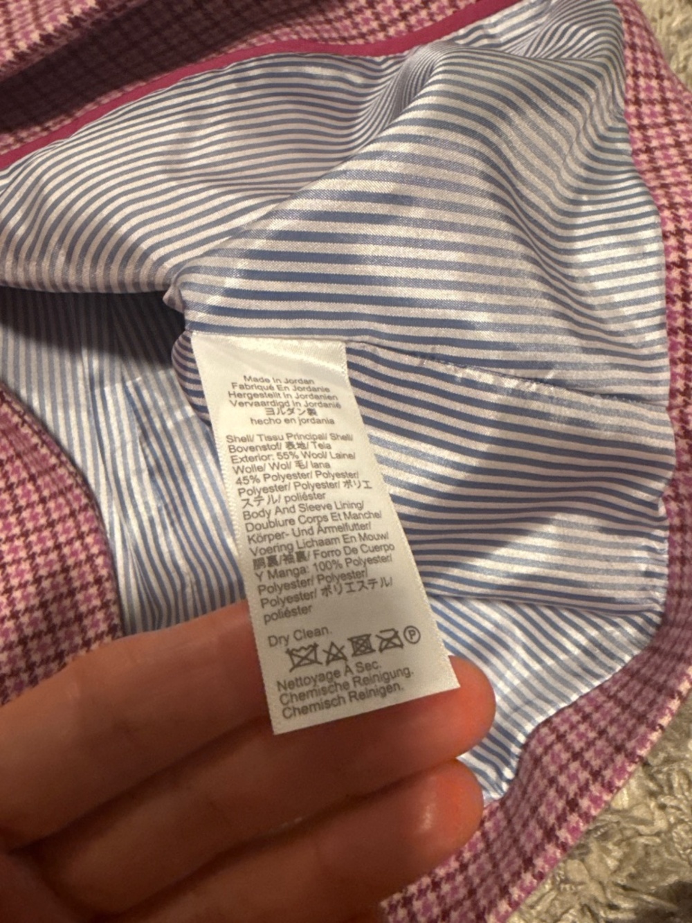 J.Crew Pink Houndstooth Wool Blend Holland Blazer Jacket Size 14 - Picture 2 of 4